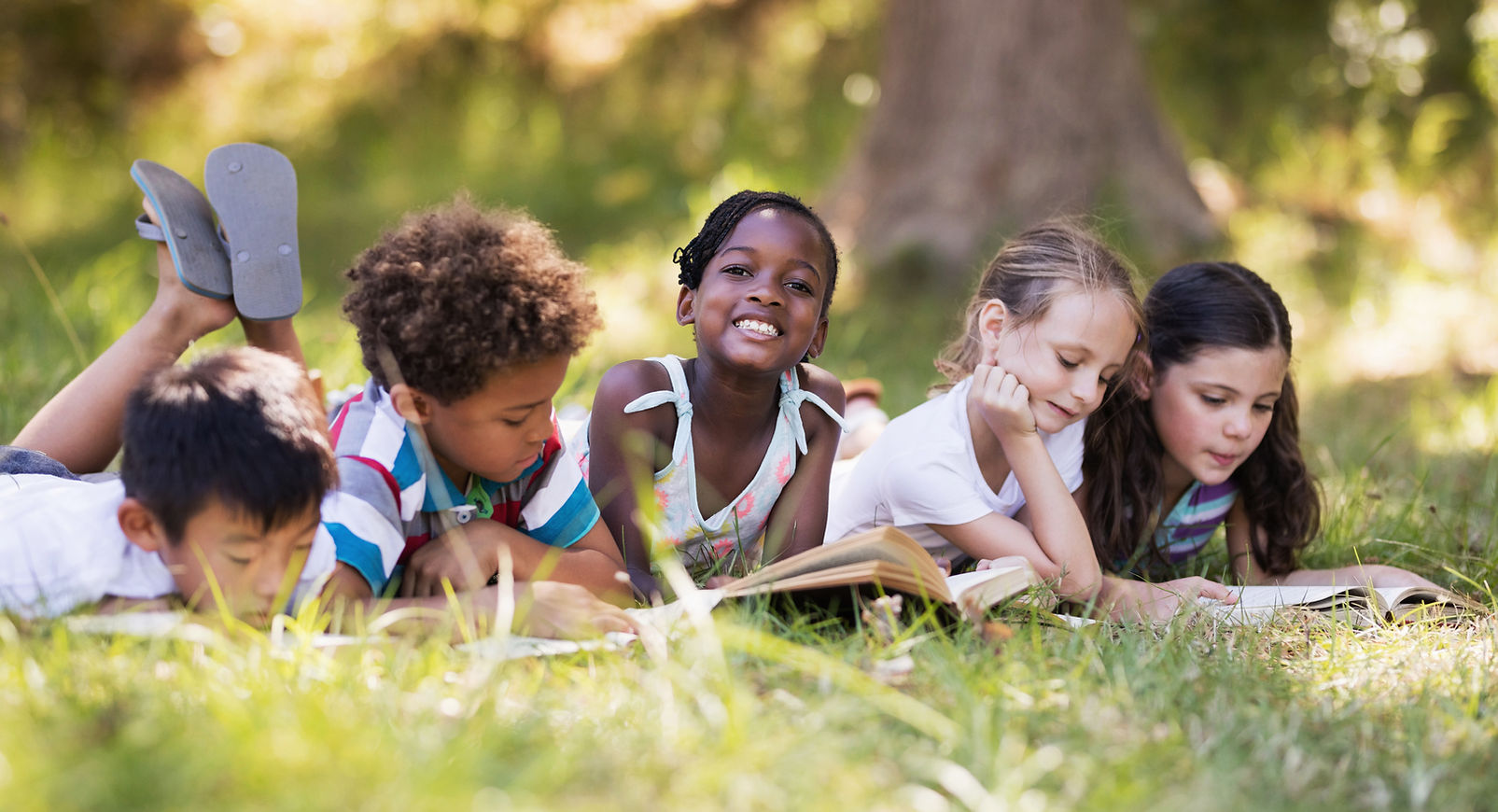 Kids Reading Outdoor